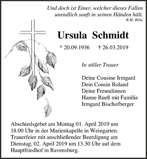 Traueranzeigen Von Ursula Schmidt Schwaebische De Trauerportal My Xxx