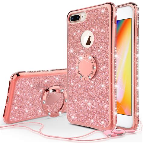 Glitter Cute Phone Case Girls Kickstand Compatible For Apple Iphone 8