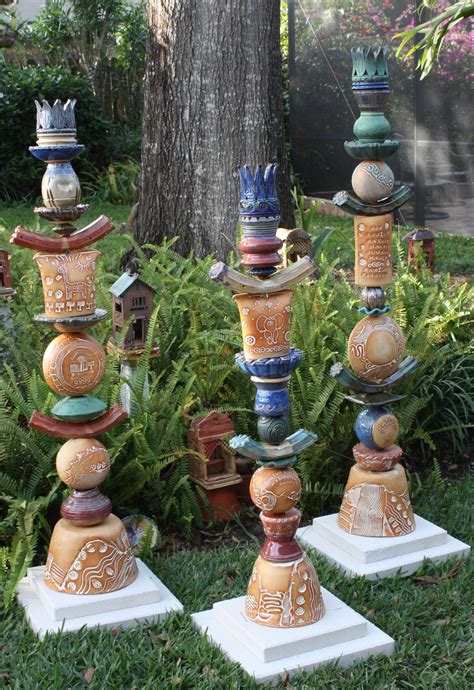 Love These Totems And The Textures Glass Garden Art Garden Totems