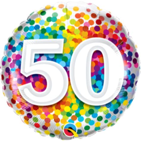 Partymart 50th 18 Foil Balloon Rainbow Confetti