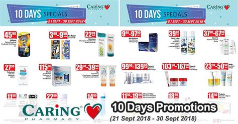 Caring Pharmacy 10 Days Promotion 21 September 2018 30 September 2018