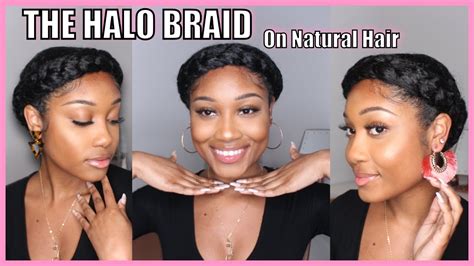 How To Halo Braid On Natural Hair No Extentions Okae Kaela Youtube