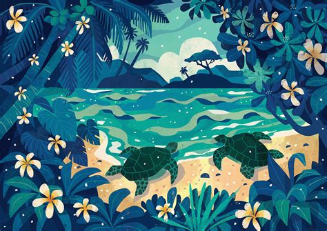 Hawaii Illustrations On Behance Illustration Landscape Illustration