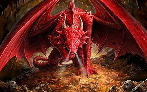 Majestic Fantasy Art Golden Armored Dragons And Horrifying Horde Of