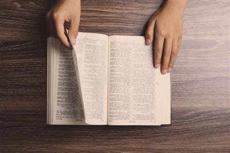 Female Hands Holding Open Bible Stock Image Image Of Research Belief