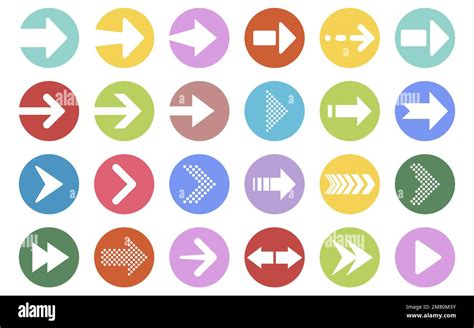 Arrow Button Icon Set Arrow Icons On Circle Button Vector