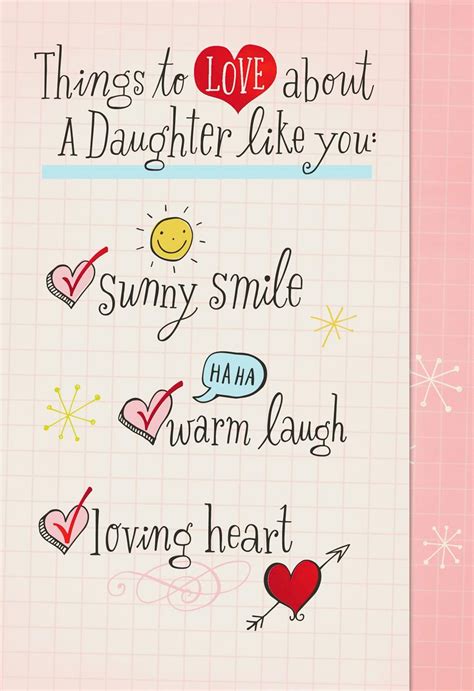 I also mention valentines day gifts for daughters from dad. Daughter Love Checklist Valentine's Day Card - Greeting ...