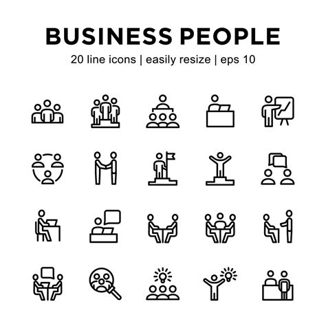 Business People Line Icon Set 2036889 Vector Art At Vecteezy