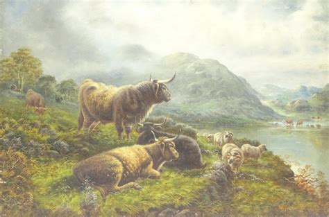 William James Smith Crampton British 1855 1935 Highland Cattle And
