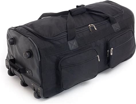 extra large heavy duty wheeled travel holdall festival holiday duffle bag in black ideal going