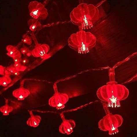 Red Lantern String Lights 6m 40led Happy New Year Decor Chinese Knot