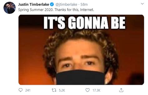 (1) reaction images, basic meme templates, etc (they belong in /r/genshin_memepact); Justin Timberlake's 'It's Gonna Be May' meme gets mask ...