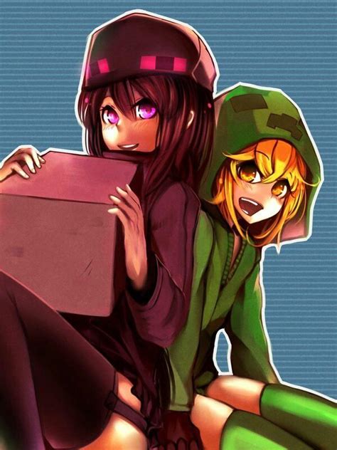 Enderman And Creeper As Human Its Cute Minecraft Anime Girls Minecraft Anime Creeper