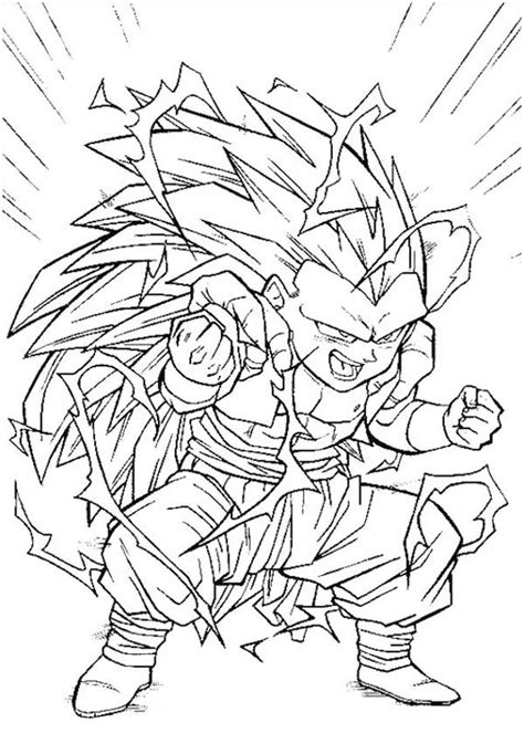 Fusion Gotenks Super Saiyan 3 Form In Dragon Ball Z Coloring Page