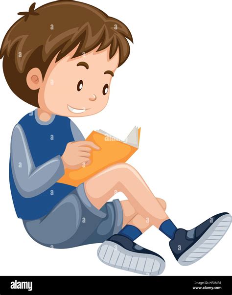 Little Boy Reading Book Illustration Stock Vector Image And Art Alamy