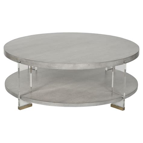 Vanguard Dell Modern Brass Acrylic Dove Grey Round Coffee Table
