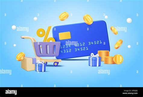 Shopping By Using Credit Card Shopping Cart T Box Coins Floating