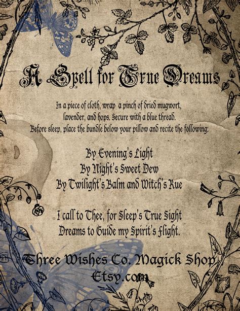 Dream Spell Traditional Witchcraft Spell Book Of Shadows Grimoire Traditional Witchcraft