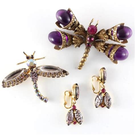 Lot Unsigned 1950s Costume Jewelry 3pc Two Gold Tone Figural