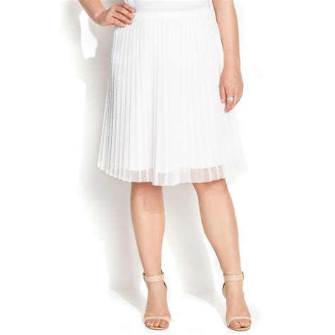 Calvin Klein Plus Size Pleated Mesh Aline Skirt In White Lyst
