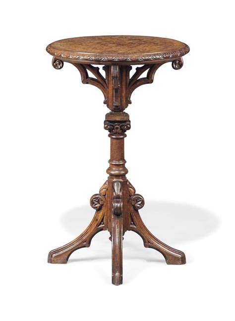 A Victorian Gothic Oak And Marquetry Occasional Table Circa 1870