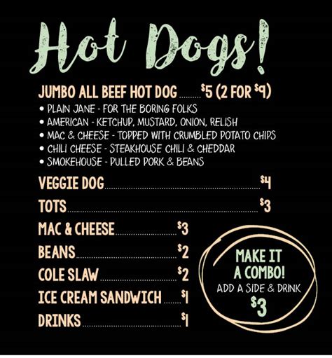 Food Truck Hot Dog Menu Buehlers Fresh Foods