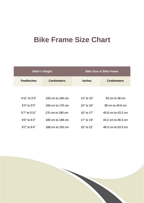 Free Road Bike Frame Size Chart Download In Pdf