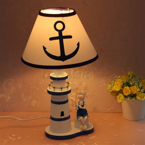 17'' cute crystal table bedside lamp set of 2 with 2 usb charging ports, 3 way dimmable, silver and white, touch control nightstand lamp, small bed lamp for bedroom, guest room(bulb included) ideal crystal nightstand lamp for bedroom & ling room this usb crystal lamp set is very simple and classic, it suitable for any home decor. Nautical Lighthouse Desk Lamp Bedside Decor Study Light Anchor Cute Boy/Girl | eBay