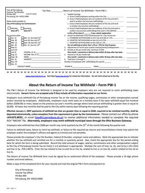 Amended individual income tax return. 2011 Form OH PW-1 Fill Online, Printable, Fillable, Blank - pdfFiller
