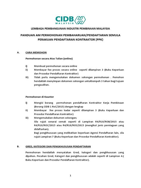 Contoh Surat Rayuan Spkk Cidb