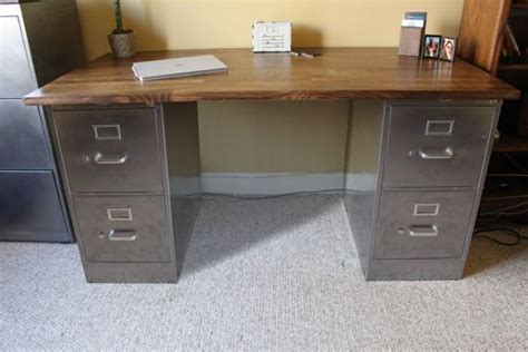 Built in desk and cabinets. 4 drawer Rustic Desk / Metal Filing Cabinet / industrial ...