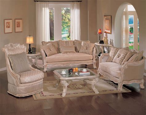 Luxury Antique White Living Room Traditional Sofa Set