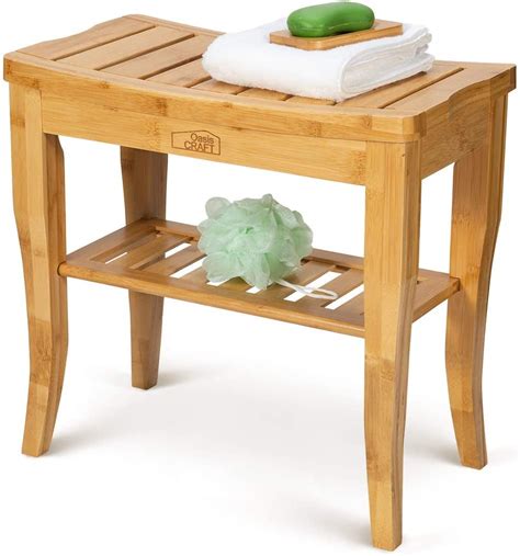 Oasiscraft Bamboo Shower Bench And Chair With Free Soap Dish 19