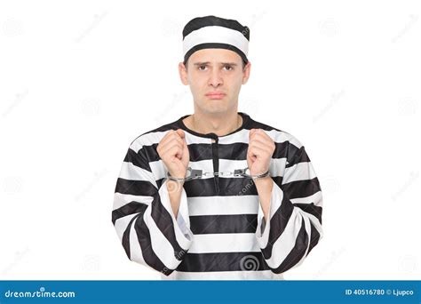 Prisonnier Masculin Triste Avec Des Menottes Photo Stock Image Du