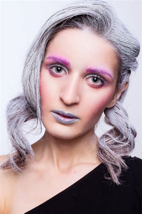 Girl With White Hair Stock Image Image Of Makeup Silver 64374003
