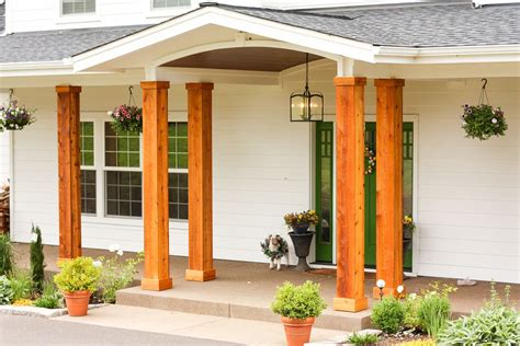 Adding Cedar Pillars To Our Dream House Porch Columns Front Porch Remodel Porch Remodel