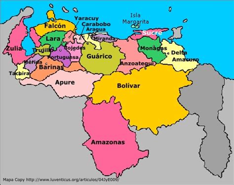 Mapas De Venezuela Mapa De Venezuela Y Sus Estados