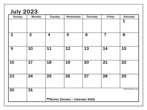 July 2023 Printable Calendar “47ss” Michel Zbinden Ie