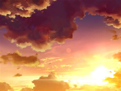 Anime Landscape Anime Sunset Sky Background