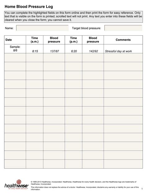 Blood Pressure Chart Fill Out And Sign Online Dochub