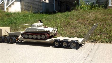 116 Rc Tank Transporter Loading King Sherman Youtube