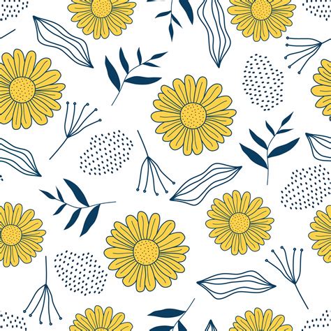 Seamless Repeat Pattern With Flowers And Leaves 3380615 Vector Art At