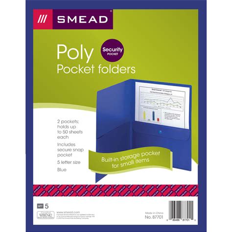 Smead Poly Two Pocket Folders With Security Pocket Pocket Portfolios