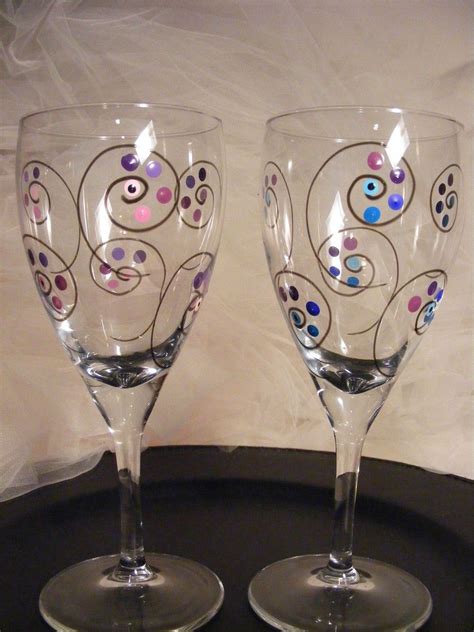 Unique Painted Wine Glasses With Polka Dots And Swirls Can Be Made In
