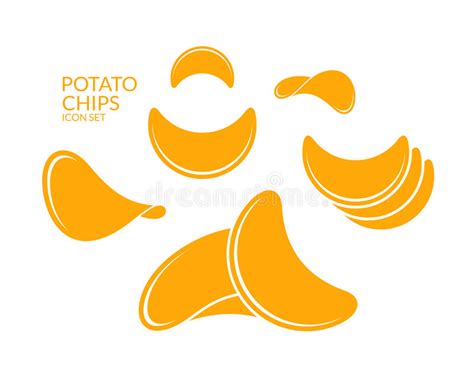 Keripik singkong adalah cemilan yang banyak disukai. Potato chips. Icon set stock vector. Illustration of ...