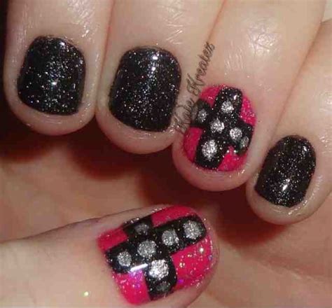 Kate Kreatez Notd Sparkly Black And Pink Nail Art