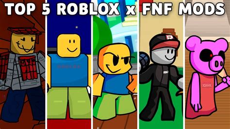 Top 5 Roblox X Fnf Mods Vs Noob Guest Bacon Friday Night Funkin