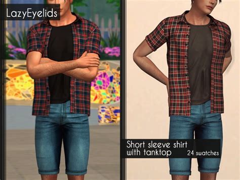 Short Sleeve Shirt With Tanktop At Lazyeyelids Sims 4 Updates
