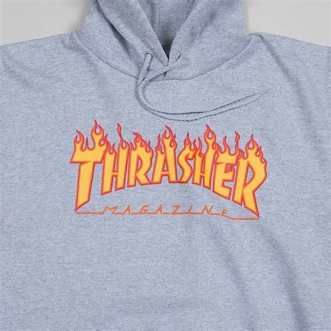 Thrasher Skateboard Magazine Hood Grey Flame Print Australian Seller
