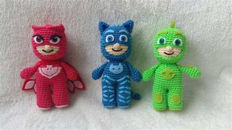 Crochet Amigurumi One Set Pj Masks Finished Doll Etsy